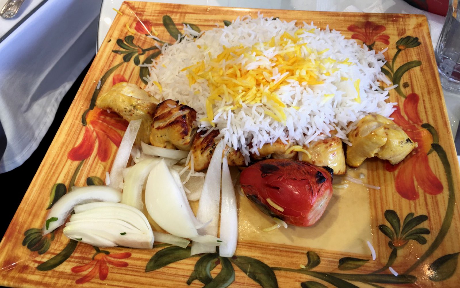 Luxury plating of Joojeh Kebab