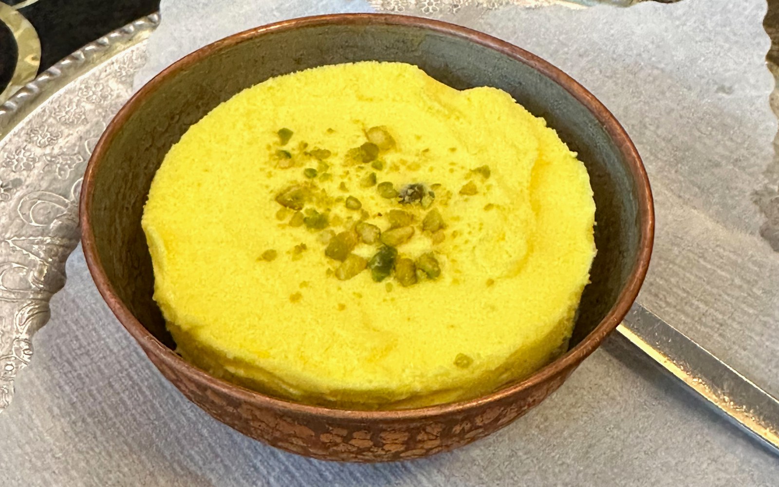 Luxury plating of Saffron Ice Cream